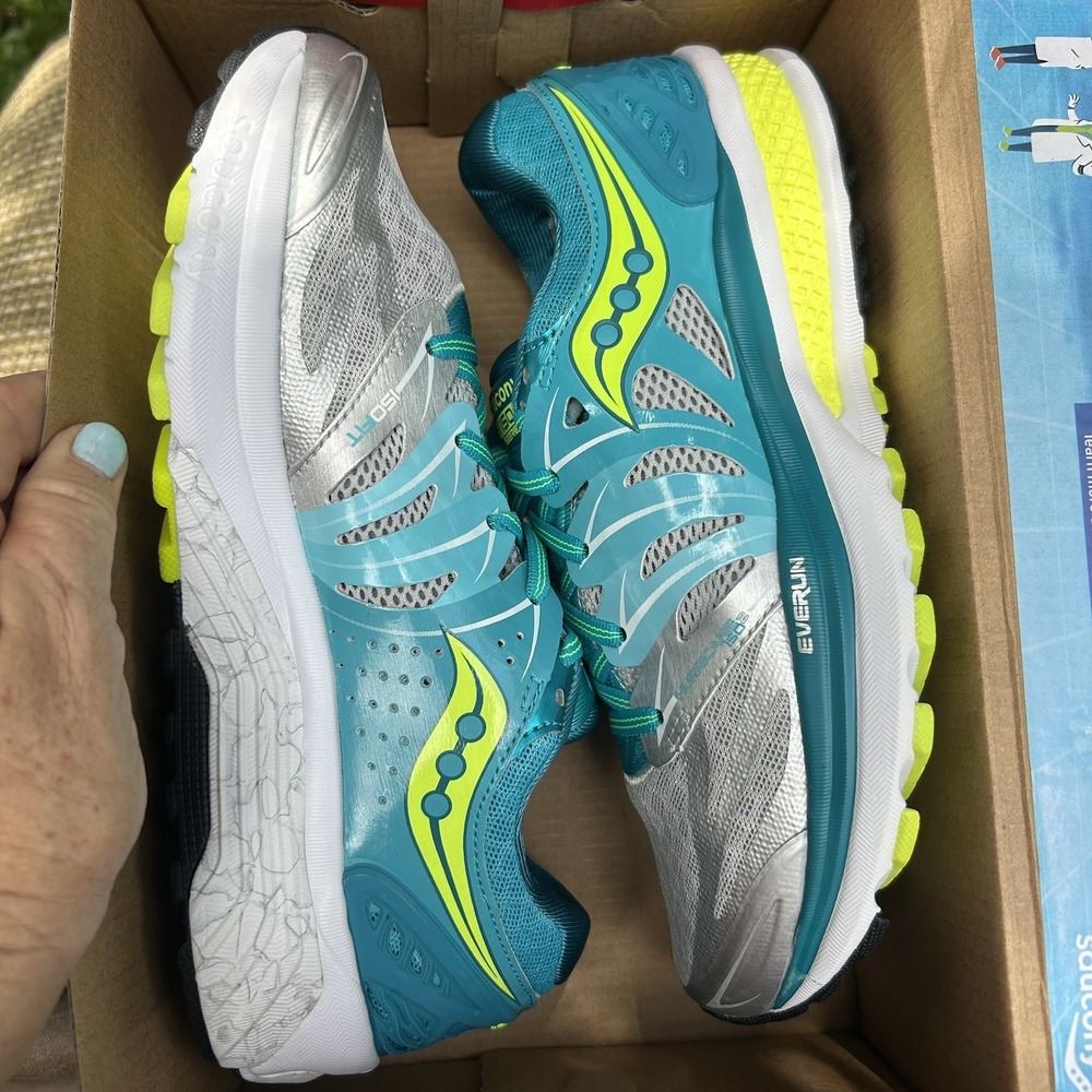 Women's Saucony Hurricane ISO 2 Running Shoes Size 5 Blue Silver Lime S10293-1